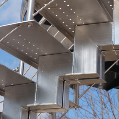 Produktfoto: Doppelmittelholmtreppe abgetreppt komplett aus Edelstahl 8